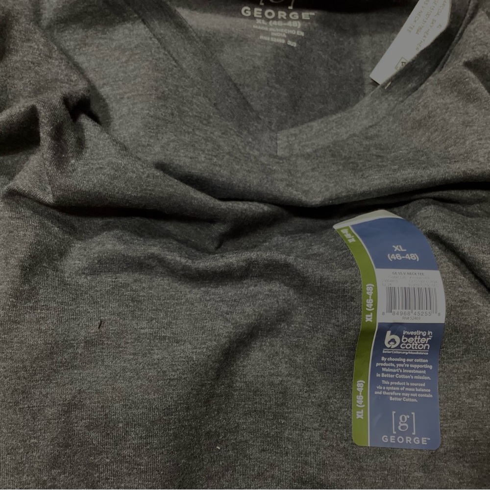 NWTS George mens XL 46-48 charcoal sky gray V neck short sleeve tee